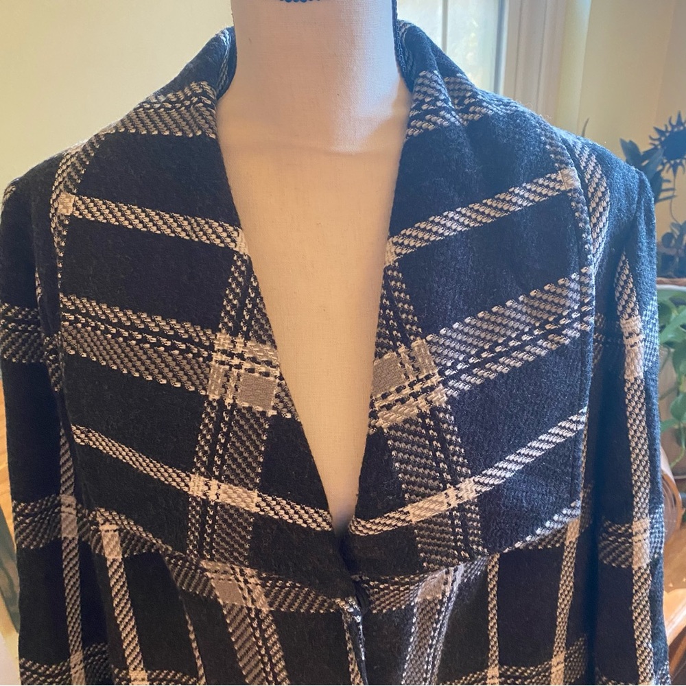 Coldwater Creek Women's Size 16 Jacket Textured Swing Black & White Check Plaid - Picture 2 of 12